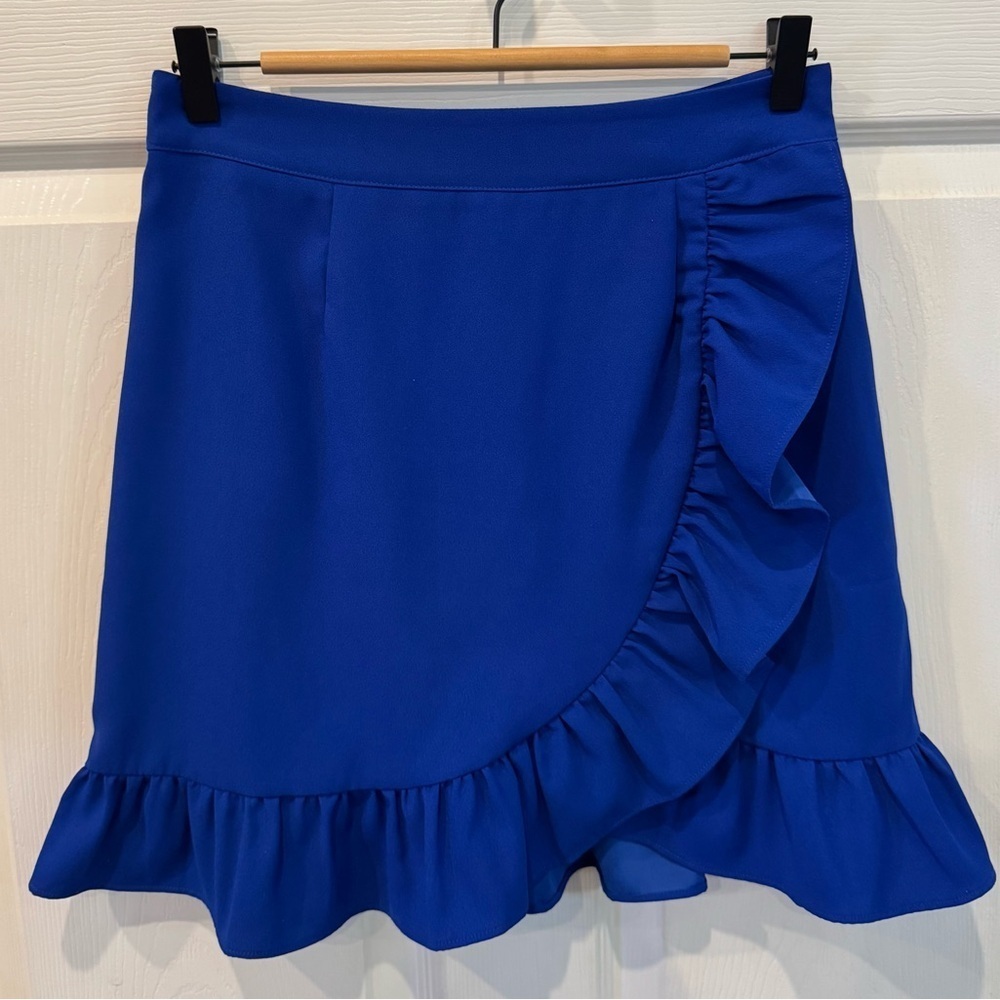 Karlie Casual Skirt Ruffle Faux Wrap Blue Mini Skirt Size Medium